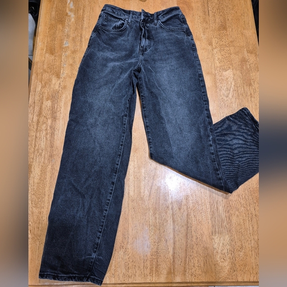 EUC Forever 21 Black Black Straight Wide Leg Denim Jeans - Picture 1 of 6